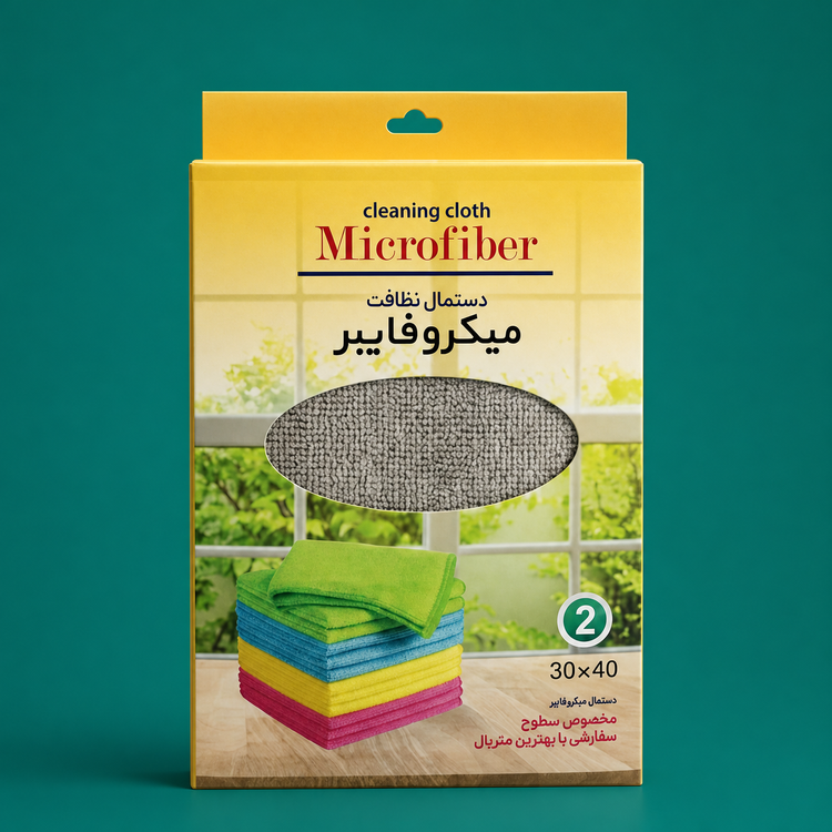 دستمال نظافت میکروفایبر سطوح ناب فایبر با جذب بالا، بدون پرز و ضد خط و خش
