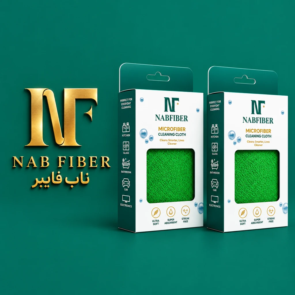نمای نزدیک دستمال نظافت میکروفایبر دو رو برند ناب فایبر